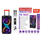 WGAOYANG 60W Trolley Speaker with Dual 10.5-Inch Woofers & Wireless Microphones - PK-1031