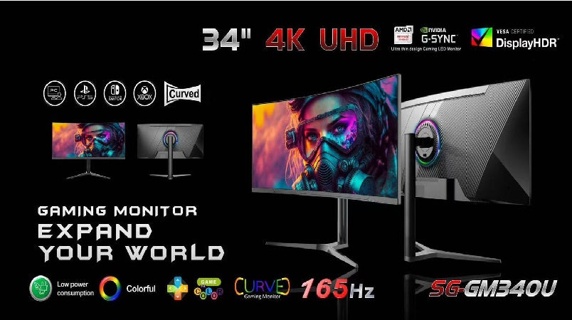 4K UHD LCD Gaming Curved Monitor 165Hz 34 Inch SG-GM340U