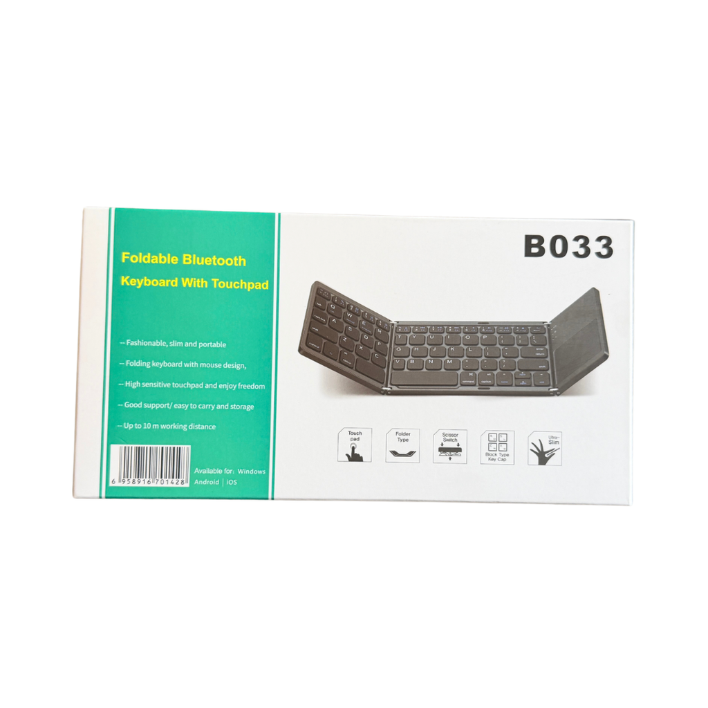 Foldable Bluetooth Keyboard with Touchpad - Black