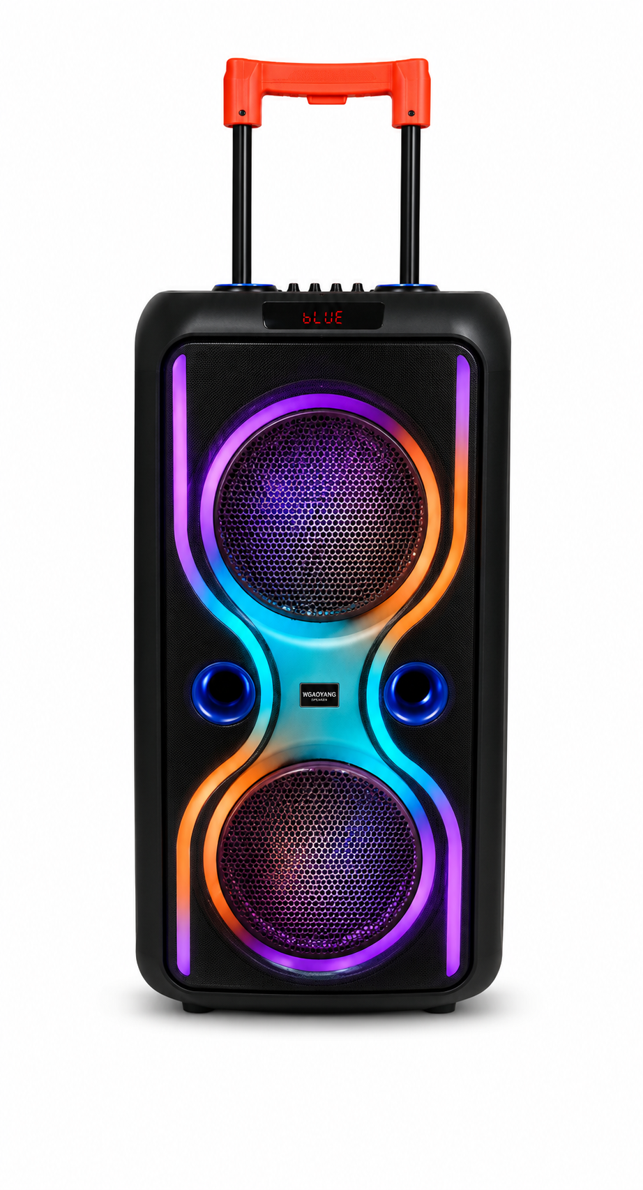 WGAOYANG 60W Trolley Speaker with Dual 10.5-Inch Woofers & Wireless Microphones - PK-1031