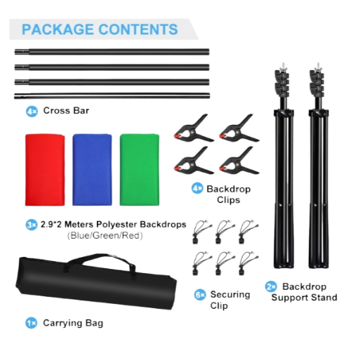 Puluz 2.9x2m Photo Studio Background Support Stand Kit - PKT5205 - DW