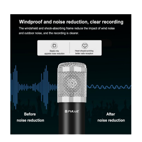 DW Puluz Professional Podcast Studio Microphone Set. Black - PU612B