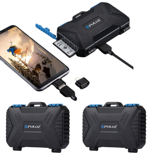 PULUZ Memory Card Reader & 22-in1 Waterproof Memory Card Holder