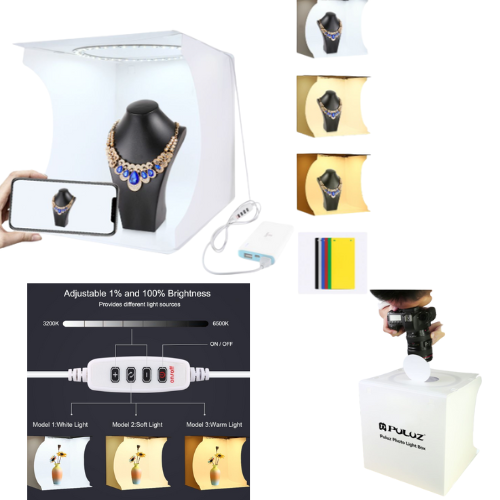 PULUZ 30cm Photo Box with Ring Light (6 Colour Backdrops)