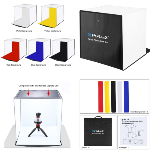 DW Puluz 40Cm Portable Photo Softbox with 5 Colors Backdrops - PU5140