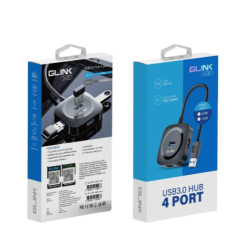 USB 3.0 Hub - 4 Ports, 5Gbps Data Transfer, 1.2M Cable-Glink GL-U02