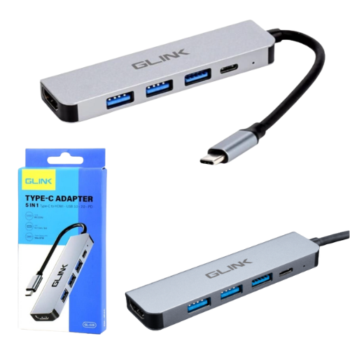 5-in-1 USB-C Hub with HDMI 4K Output, USB Ports & 87W Power Delivery-Glink