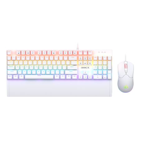 iMice MK-X10 RGB Mechanical Gaming Keyboard & Mouse Combo – White (Red Switches)