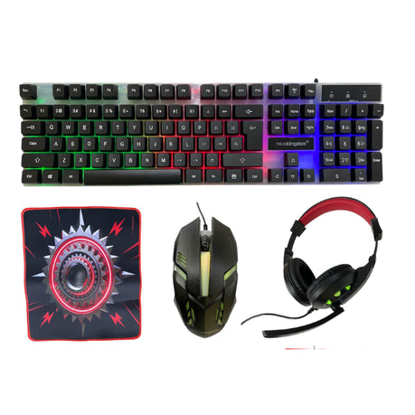 4-in-1 Gaming Combo Set – RGB Keyboard, Mouse, Headset & Mouse Pad