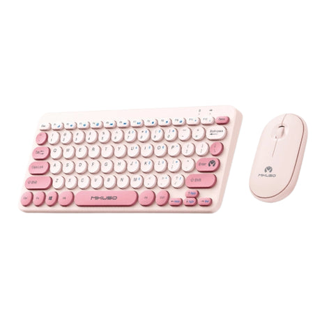 Mikuso KB-C027 Wireless Keyboard Mouse Combo Pink White