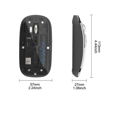 Q-12 Transparent Wireless Mouse – Dual Mode (2.4G + Bluetooth) | RGB | Rechargeable | For PC, Laptop, Mac & iPad