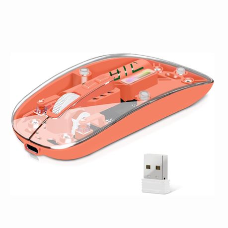 Q-12 Transparent Wireless Mouse – Dual Mode (2.4G + Bluetooth) | RGB | Rechargeable | For PC, Laptop, Mac & iPad
