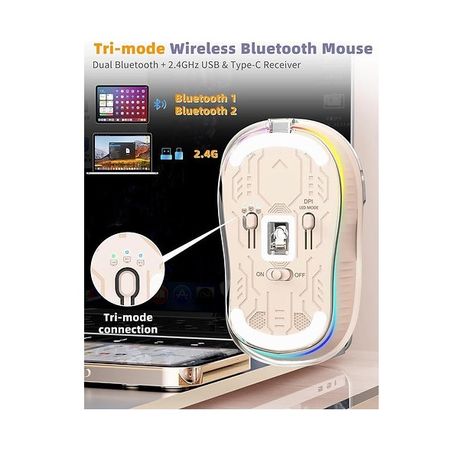 M333 Transparent Dual Mode Wireless Mouse – Rechargeable RGB Mouse
