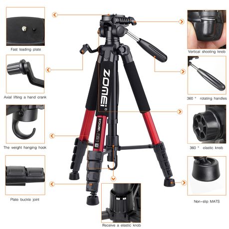 Zomei Q-188 Professional Heavy Duty Tripod – DSLR, Camcorder & Smartphone, 188cm