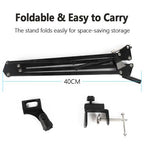 Cantilever Adjustable Microphone Stand – Foldable + Shock Mount | Desktop Studio Arm
