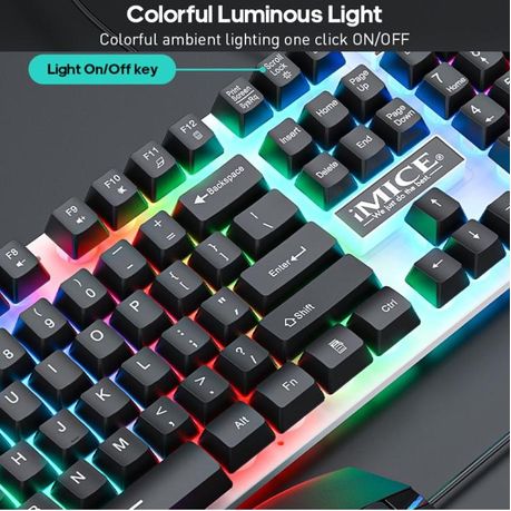 iMice AN-350 RGB Gaming Keyboard & Mouse Combo – Luminous Backlit Wired Set (Black)