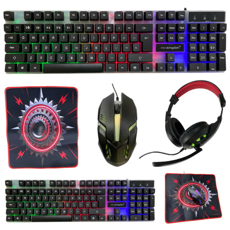 4-in-1 Gaming Combo Set – RGB Keyboard, Mouse, Headset & Mouse Pad