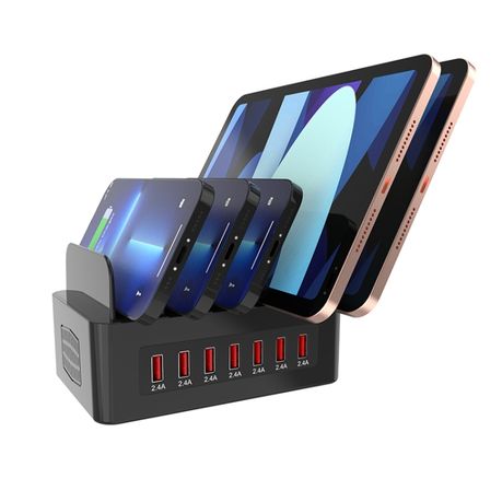 100W | 7-Port USB Smart Charging Station – Black (YFY-A52)