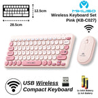 Mikuso KB-C027 Wireless Keyboard Mouse Combo Pink White