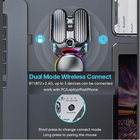 iMice T800 Wireless Rechargeable RGB Gaming Mouse – Dual Mode (2.4G &amp; Bluetooth)