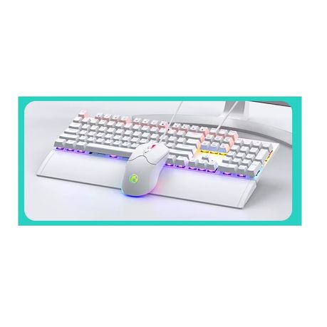 iMice MK-X10 RGB Mechanical Gaming Keyboard & Mouse Combo – White (Red Switches)