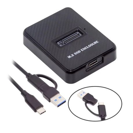 M.2 NGFF SATA SSD Docking Enclosure – USB 3.0/USB-C NVMe M-Key External Cable Dock