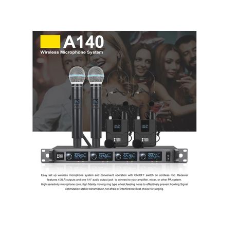 Tuga Wireless Lavalier & Handheld Microphone System for Camera – 4-Channel UHF