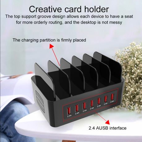 100W | 7-Port USB Smart Charging Station – Black (YFY-A52)