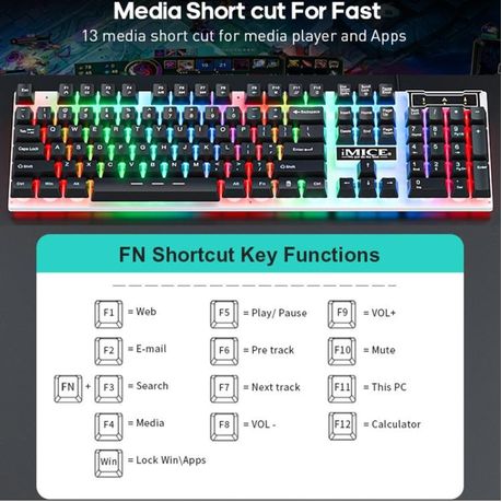 iMice AN-350 RGB Gaming Keyboard & Mouse Combo – Luminous Backlit Wired Set (Black)