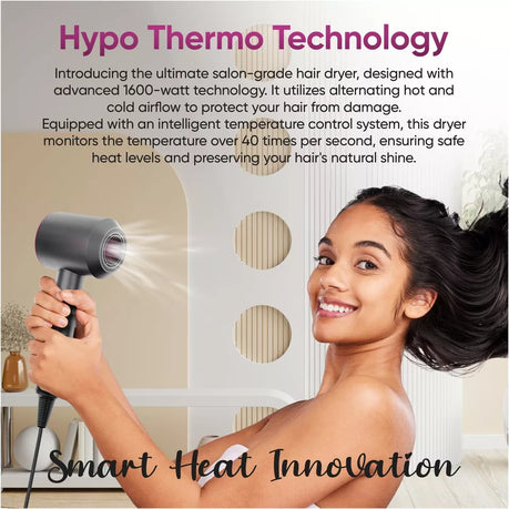 Professional Leafless Hair Dryer With 5 Styling Attachments