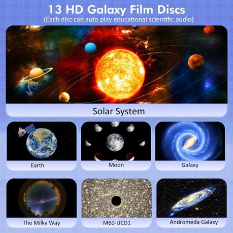 LED Planetarium Star Galaxy Projector Starry Sky Night with 12 Planet Discs