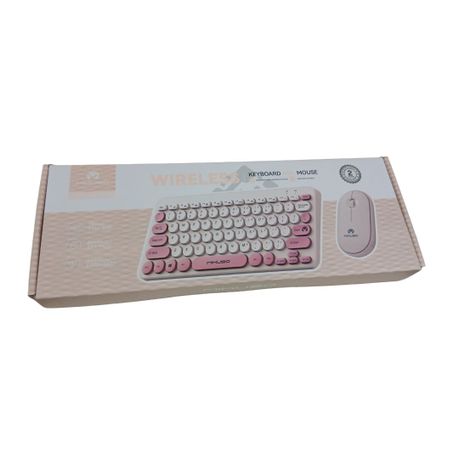 Mikuso KB-C027 Wireless Keyboard Mouse Combo Pink White