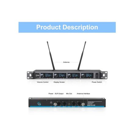 Tuga Wireless Lavalier & Handheld Microphone System for Camera – 4-Channel UHF