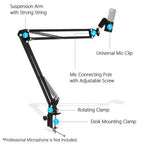 Cantilever Adjustable Microphone Stand – Foldable + Shock Mount | Desktop Studio Arm