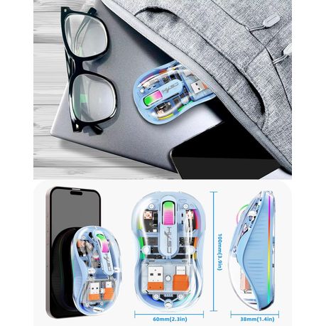 M333 Transparent Dual Mode Wireless Mouse – Rechargeable RGB Mouse