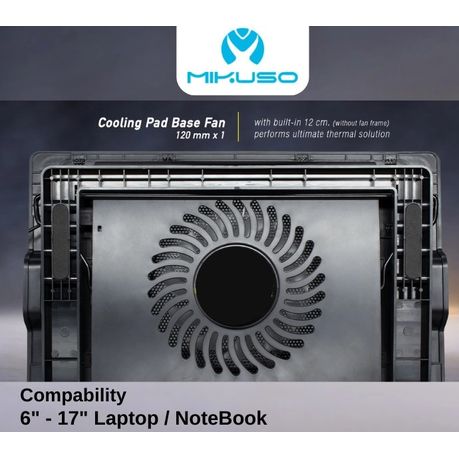 Mikuso NCP-235 Laptop Cooling Pad & Stand – Adjustable, Super Silent Fan, Anti-Slip, 6"–17" Laptops