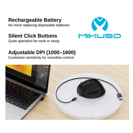Mikuso Ergonomic Dual Mode Wireless Mouse - MOS-W120