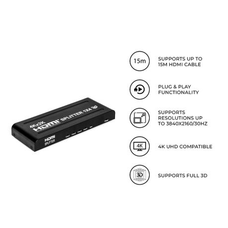 HDMI Splitter 1x4 – UHD 4K x 2K 1080P + 3D – Version 1.4b (GC)