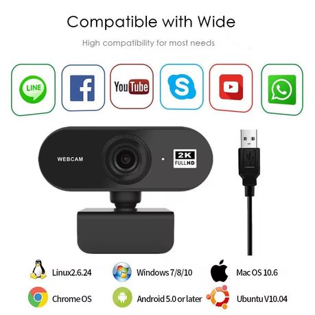 2K HD Webcam with Built-in Microphone for Laptop & PC