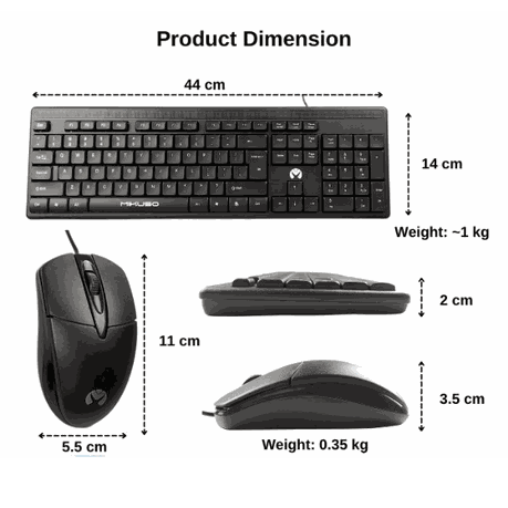 Mikuso KB-C049 Wired Keyboard & Mouse Combo – 104 Keys, 1200 DPI