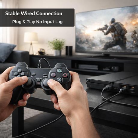 Wired PS2 Controller Gamepad – Dual Shock Compatible