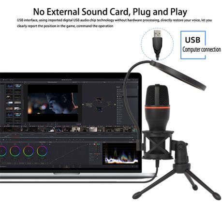 Professional USB Microphone With RGB Lighting & Tripod – ME4-USB