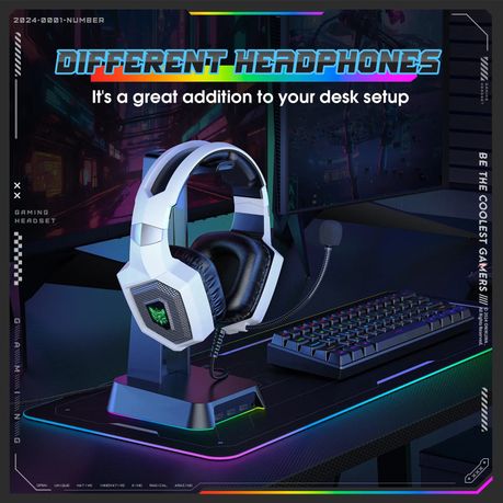 Onikuma K8 Professional Gaming Wired Headset – White, Noise-Reducing Mic, 50mm Drivers, Ergonomic Comfort