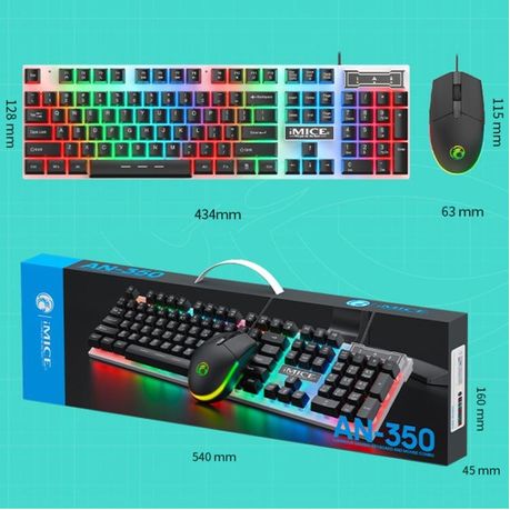 iMice AN-350 RGB Gaming Keyboard & Mouse Combo – Luminous Backlit Wired Set (Black)