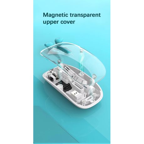 Q-12 Transparent Wireless Mouse – Dual Mode (2.4G + Bluetooth) | RGB | Rechargeable | For PC, Laptop, Mac & iPad