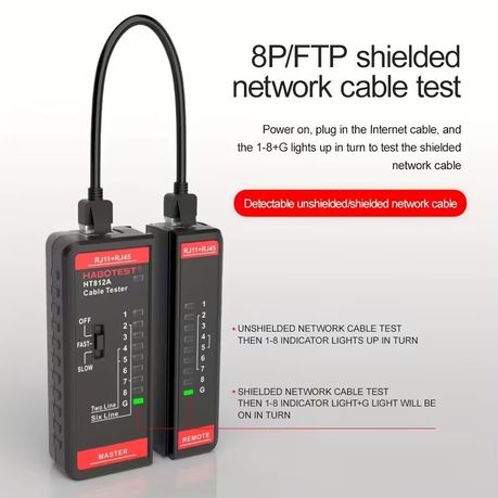 Portable Network Cable Tester – RJ45/RJ11, 8P/6P/4P/2P LAN & Telephone Cable Tester