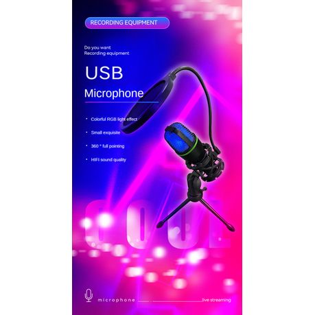 Professional USB Microphone With RGB Lighting & Tripod – ME4-USB