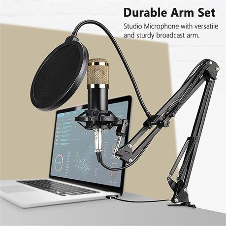 Cantilever Adjustable Microphone Stand – Foldable Design + Shock Mount | Desktop Studio Arm