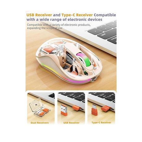 M333 Transparent Dual Mode Wireless Mouse – Rechargeable RGB Mouse