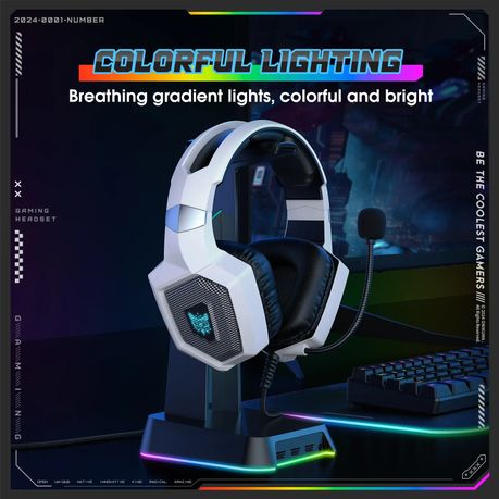 Onikuma K8 Professional Gaming Wired Headset – White, Noise-Reducing Mic, 50mm Drivers, Ergonomic Comfort